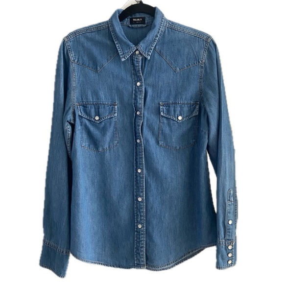 Talula Tops - ARITZIA TALULA Denim Western Shirt Large Pearl Snap Cotton EUC